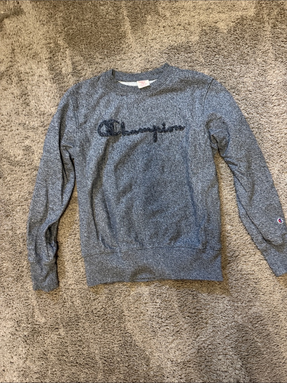 Champion Gray Crewneck with Textured Script Logo